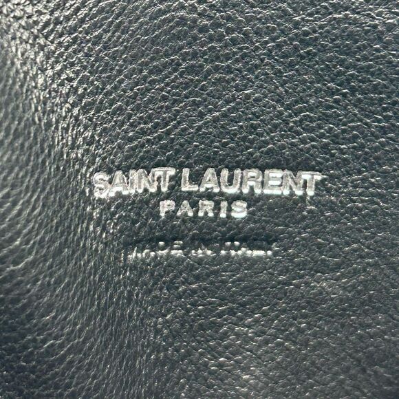 Saint Laurent YSL Metallic Silver Leather Heart Coin Purse with Key Chain - Picture 12 of 15